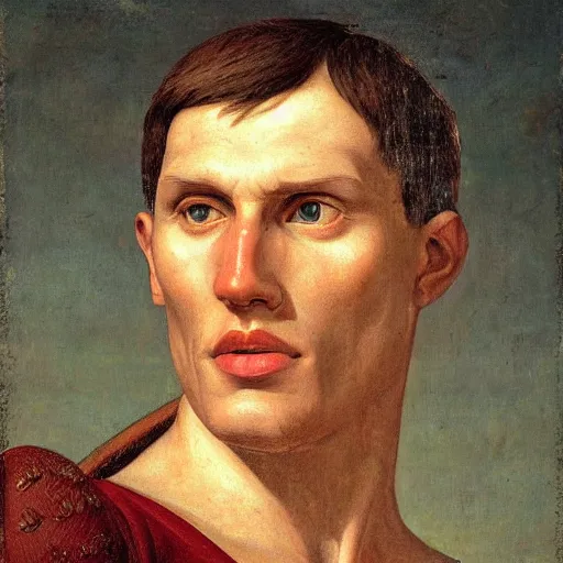 Image similar to Jerma985 in Ancient Rome, detailed, highly detailed, heroic, epic, complex, very detailed, realistic, HD quality, 8k resolution, body and headshot, Oil Painting, Italian Renaissance Painting of Jerma985, Italian Renaissance Painting Style, Renaissance Painting Style, Painting, Trending on Artstation