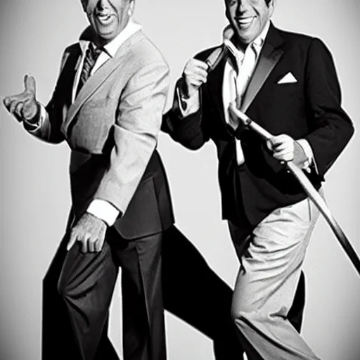 Prompt: Dean Martin and Jerry Lewis in the style of Road to Eldorado