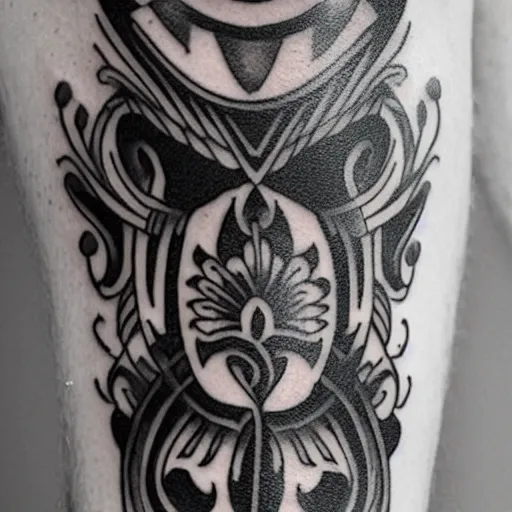 Image similar to The tattoo pattern is extraordinary and amazing , black and white ,