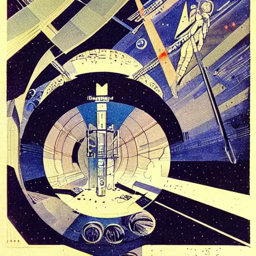 Prompt: space travel. graphical work by anatoly fomenko and bilibin and giger and lissitzky