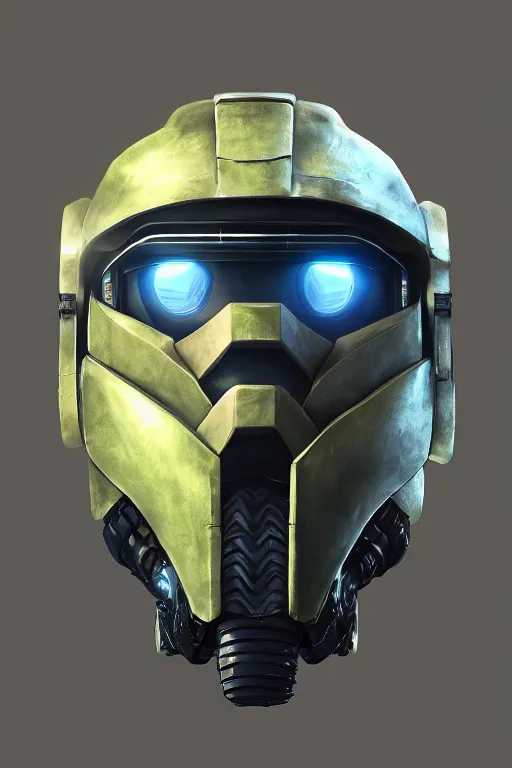 Image similar to robot ninja mask helmet halo master chief radiating a glowing aura global illumination ray tracing hdr fanart arstation by ian pesty and katarzyna da „ bek - chmiel