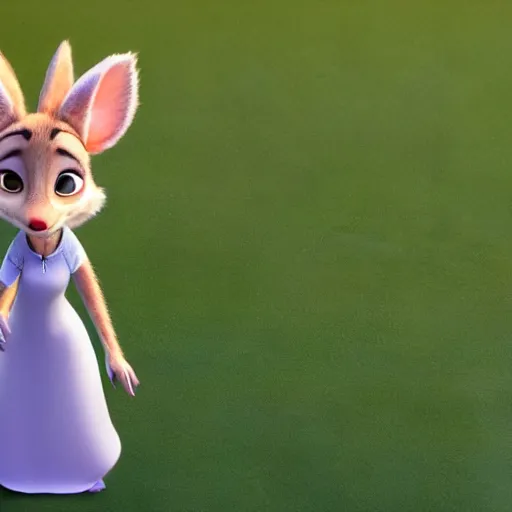 Prompt: 3 d render, portrait, headshot, closeup, anthropomorphic mouse, female, in a maxi white dress, in the style of zootopia, closeup