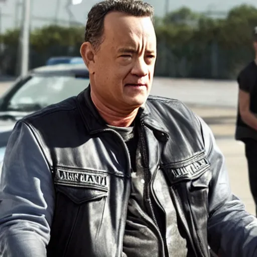 Image similar to Tom Hanks in Sons of anarchy very detail4K quality super realistic