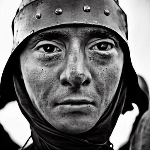 Image similar to medieval protester face photo black and white wide angle lense