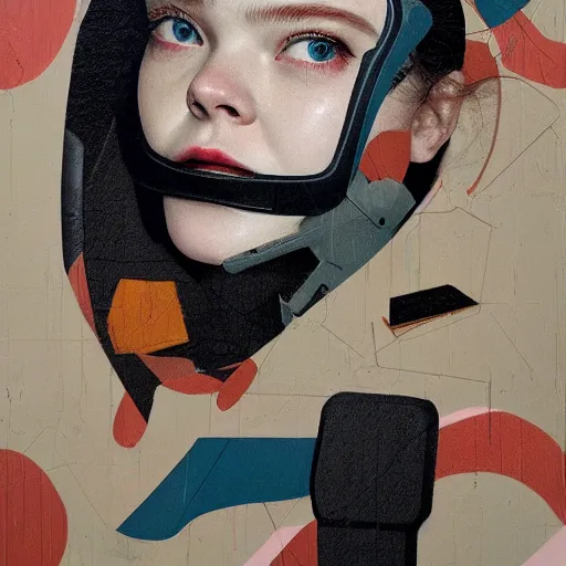 Image similar to Elle Fanning wearing a Taiwan special forces mask picture by Sachin Teng, asymmetrical, dark vibes, Realistic Painting , Organic painting, Matte Painting, geometric shapes, hard edges, graffiti, street art:2 by Sachin Teng:4