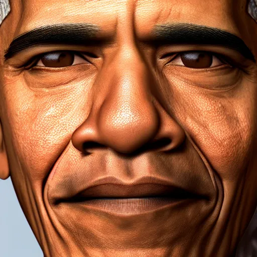 Image similar to Obama face, octane render, photorealistic, 8k, visible pores, hyperrealistic, extremely detailed