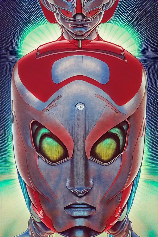 Image similar to portrait of ultraman, symmetrical, by yoichi hatakenaka, masamune shirow, josan gonzales and dan mumford, deayami kojima, takato yamamoto, barclay shaw, karol bak, yukito kishiro