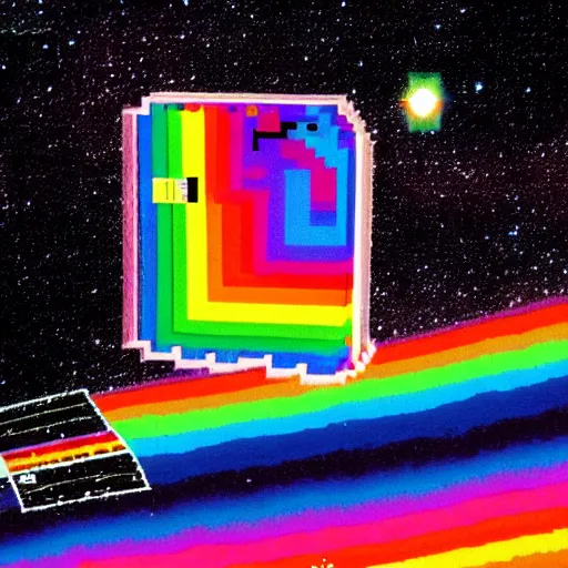Image similar to national geographic photograph of nyan cat in space