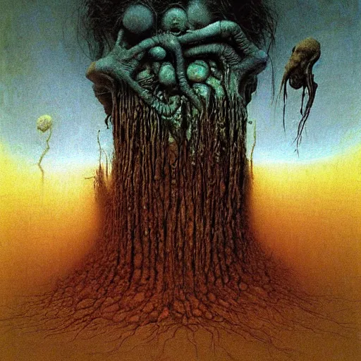 Image similar to Eldritch horror, painted by beksinski