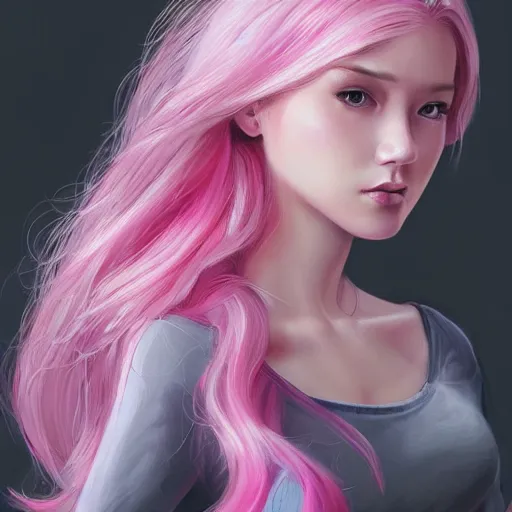 Image similar to teen girl, pink hair, gorgeous, amazing, elegant, intricate, highly detailed, digital painting, artstation, concept art, sharp focus, illustration, art by artgerm