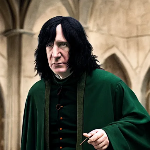 Image similar to a film still of severus snape being sorted into slytherin, photography, 8 k