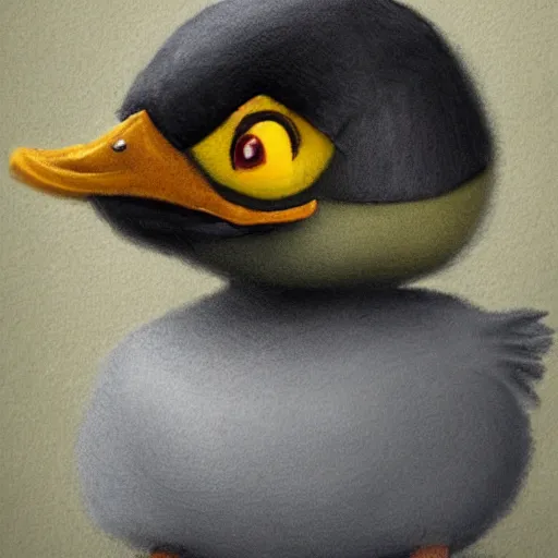 Image similar to a sad little samurai duck