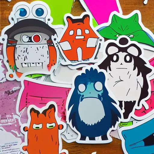 Image similar to die cut sticker, ghibli characters, splatter paint