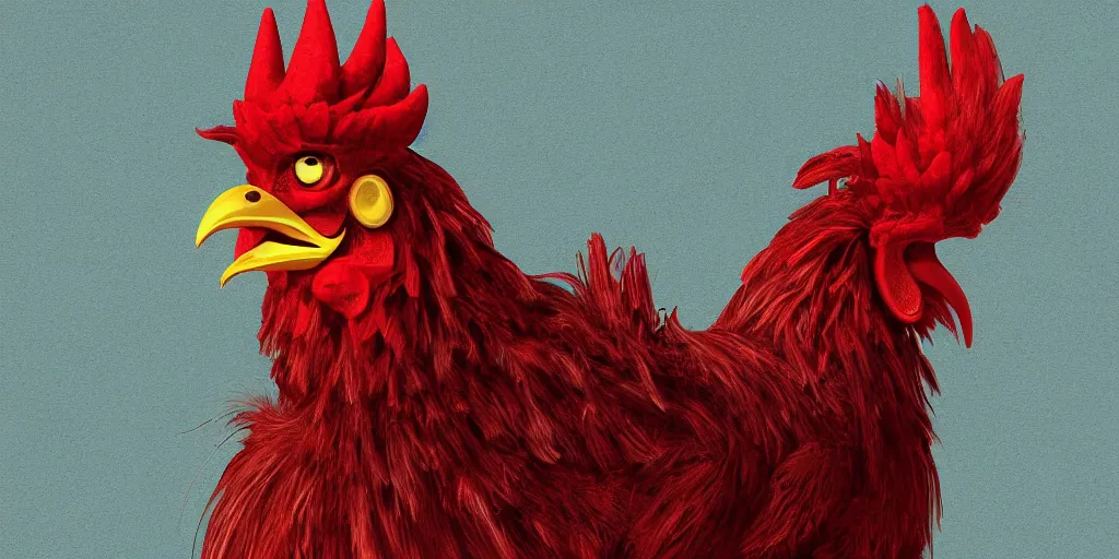 Prompt: digital painting of an angry rooster, by willian santiago and karl wilhelm de hamilton