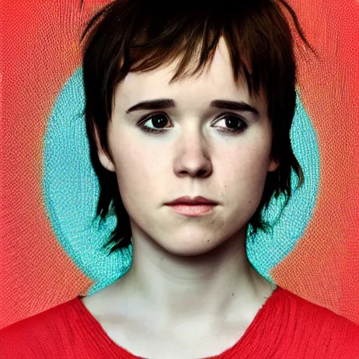 Prompt: a masterpiece portrait photo of a beautiful young woman who looks like a manic pixie dream girl ellen page, symmetrical face