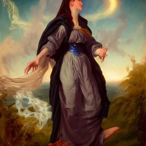 Image similar to a portrait of the wizard Rinsewind in Ankh Mor-Pork, dreamy night, eternity, romantic,highly detailed,in the style of Franz Xaver Winterhalter, highly detailed,in the style of Aetherpunk