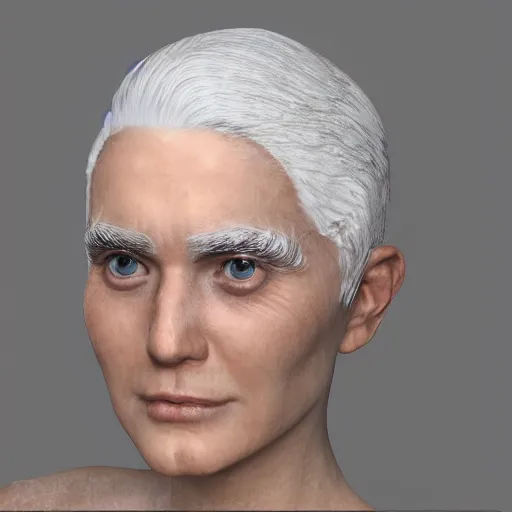 Image similar to marble skin, old, white hair, translucent sss, daz occlusion