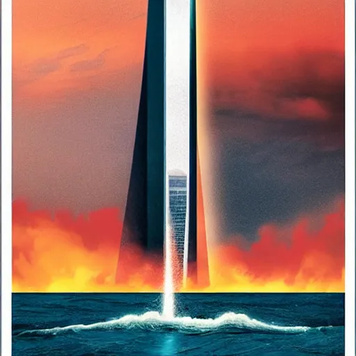 Image similar to 9/11 movie poster in the style of Jaws