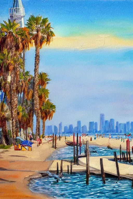 Prompt: bob ross painting of venice beach