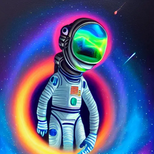 Image similar to cool bismuth spaceman hanging out, scifi astral spirit space journey in oil painting, pulled into the spiral vortex, trending on artstation, award winning, emotional, highly detailed ethereal surrealist art