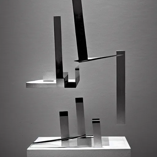 Image similar to An offset photography of a new series of sculptures by David Smith on display, at the Met in NYC, bauhaus, colonial expedition, 60s style