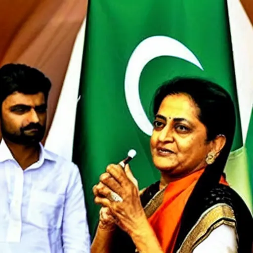 Prompt: mamta banerjee with pakistan flag