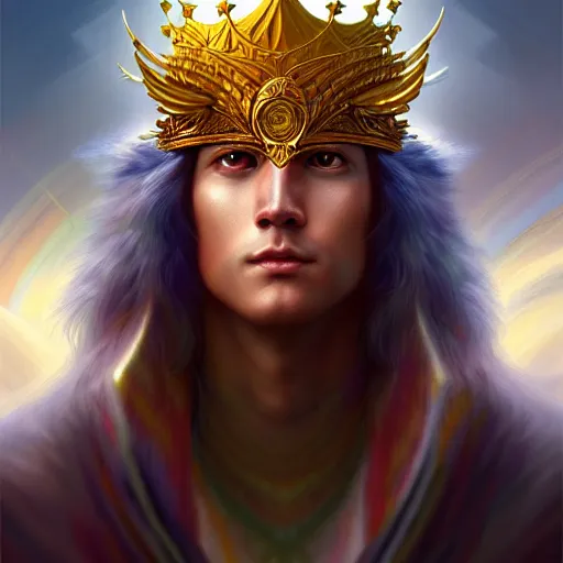 Prompt: a metaphysical eagle themed king, mystical cosmic messenger, 4 k digital illustration by artgerm, wlop, james jean, andrei riabovitchev, marc simonetti, yoshitaka amano, artstation, cgsociety