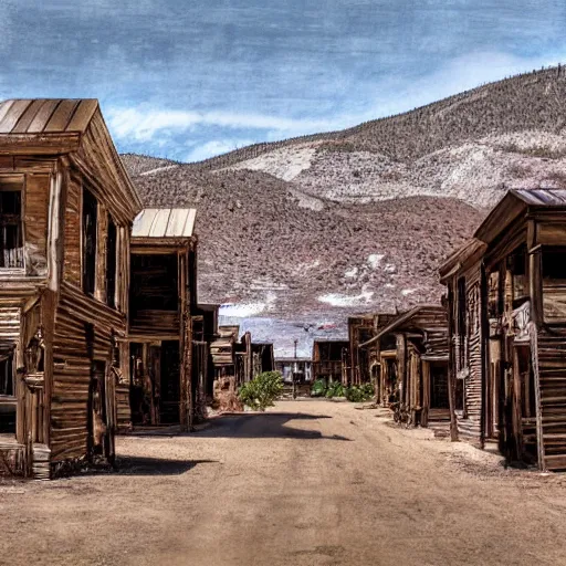 Image similar to an old west ghost town, by ivan albright