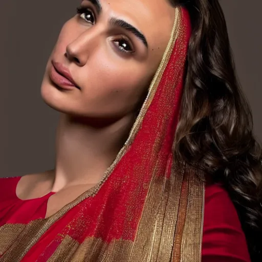 Prompt: portrait of gal gadot in a traditional Indian sari, 8k