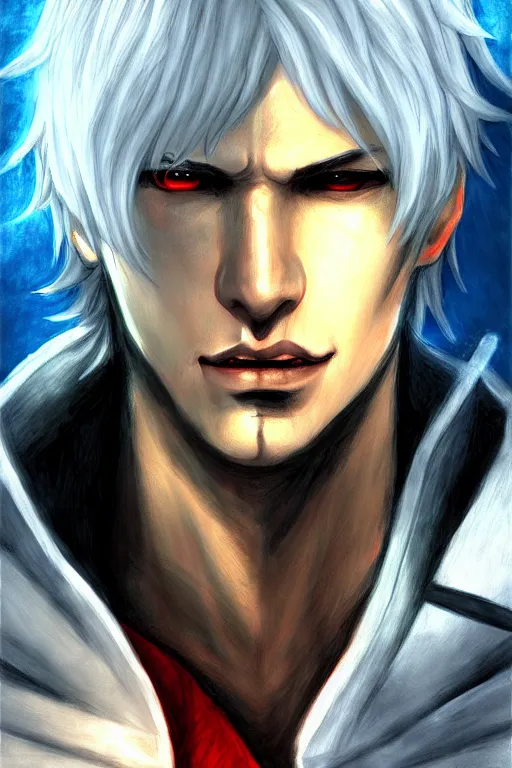 Image similar to dante from devil may cry 3 portrait dnd, painting by jia, ruan