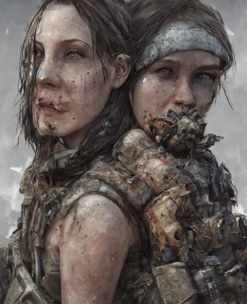 Prompt: ultra - realistic!! high details!! portrait of one survivalist woman in a post apocalyptic city, concept art trending on artstation by deviant art contest winner