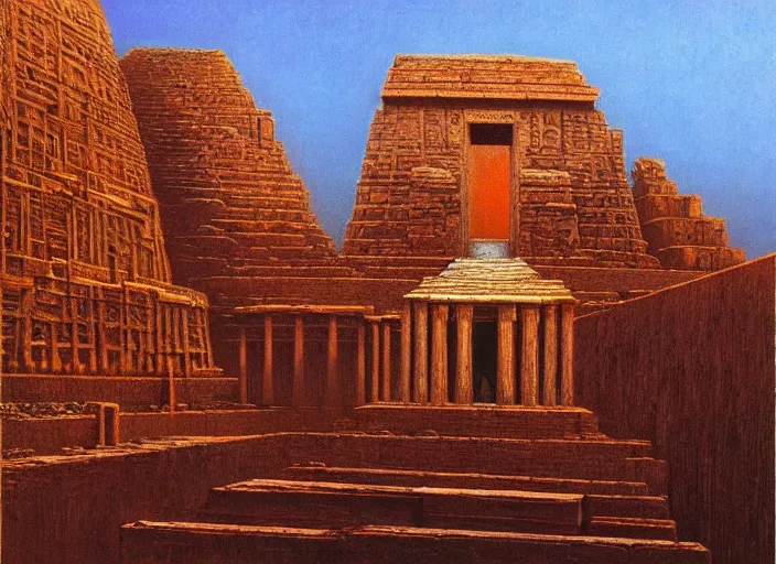 Image similar to The temple of the gods, detailed, immaculate scale, Zdzislaw Beksinski