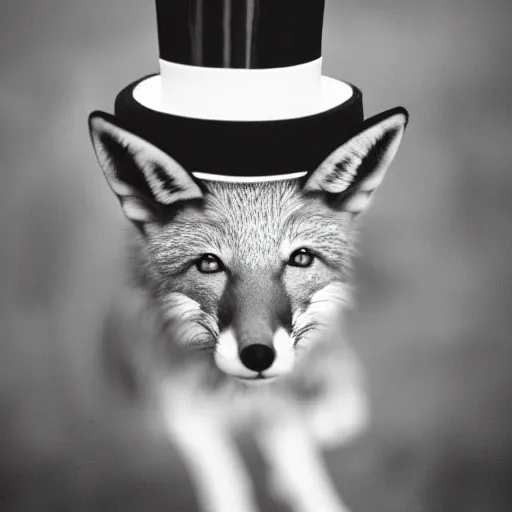 Image similar to 35mm photo of a Fox with a top hat