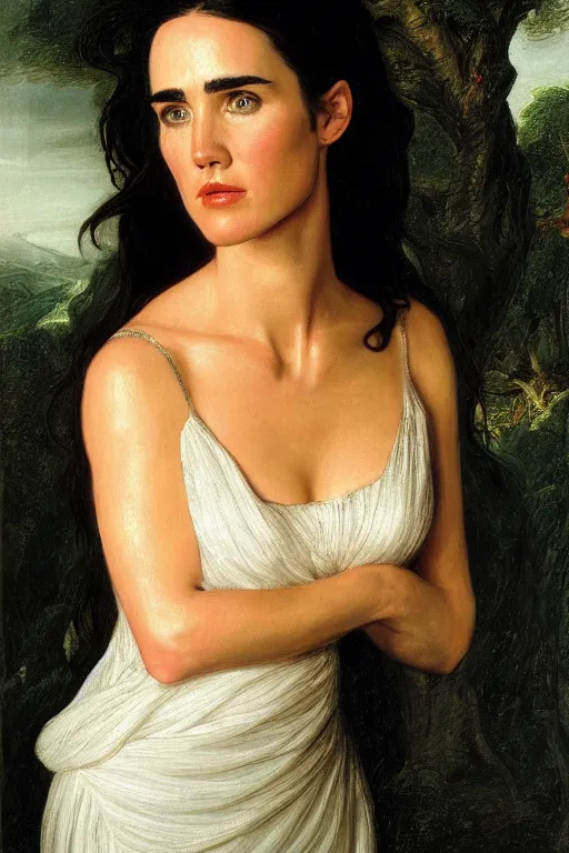 Prompt: A portrait of Jennifer Connelly by Thomas Cole