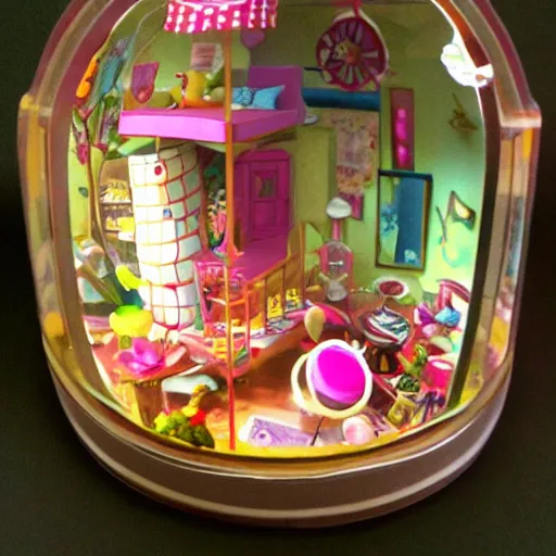 Image similar to pikmin dollhouse inside a kaleidoscope