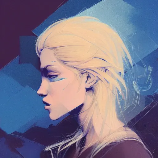 Image similar to Beautiful girl with a blond hair and blue eyes profile picture by Greg Rutkowski, asymmetrical, Organic Painting , Matte Painting, geometric shapes, hard edges, street art, trending on the artstation, realistic:2 by Sachin Teng:4, blur: -4