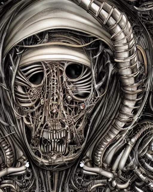 Image similar to balenciaga by hr giger, biomechanical, 4 k, hyper detailed