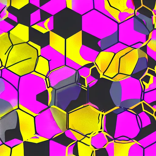 Image similar to vector flow field voronoi perlin noise watercolor brushstrokes yellow black pink concept art