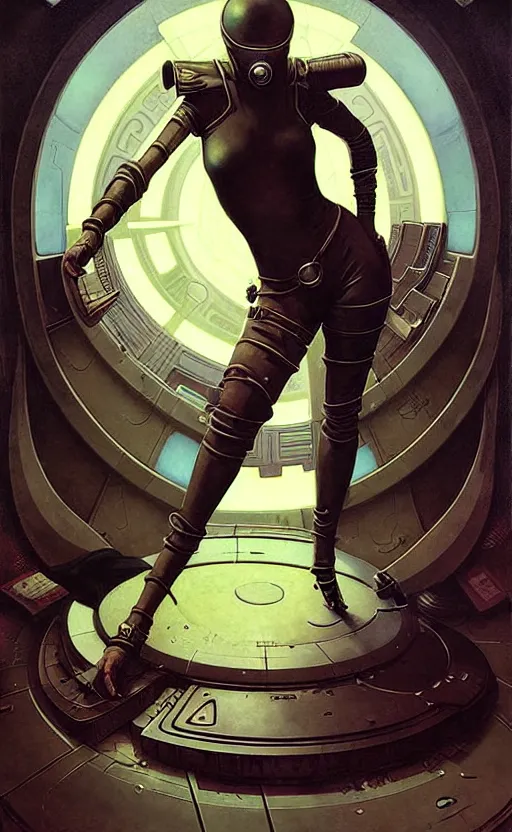 Image similar to pulp scifi fantasy spot illustrations of various character concepts, ciberpunk girl, burka, futuristic design, crafting, diy, by norman rockwell, roberto ferri, daniel gerhartz, edd cartier, jack kirby, howard brown, ruan jia, tom lovell, jacob collins, dean cornwell, astounding stories, amazing, fantasy, other worlds