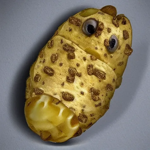 Image similar to a baked potato tardigrade with eye of potato