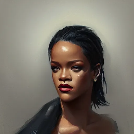 Image similar to “ portrait of rihanna by greg rutkowski, young, attractive, highly detailed portrait, scifi, digital painting, artstation, concept art, smooth, sharp foccus ilustration, artstation hq ”