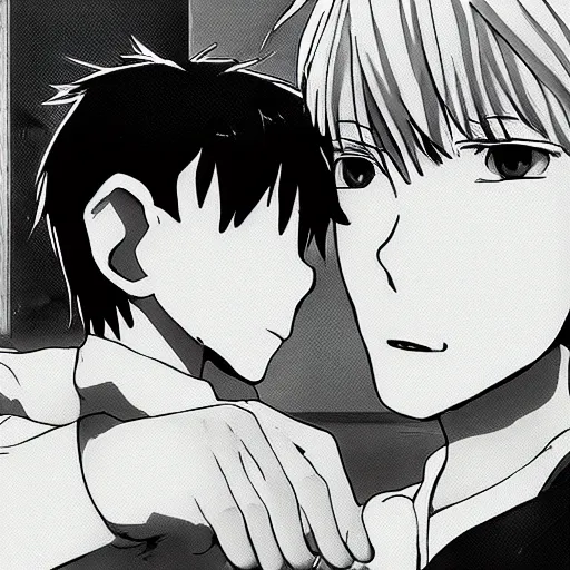 Image similar to shinji ikari and kaworu nagisa kissing, HD