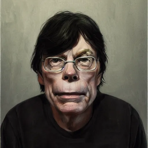 Prompt: portrait of stephen king by shaun tan, style of john kenn mortensen artgem yoshitaka amano