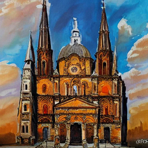 Prompt: A painting of an old Eastern-European Cathedral, gothic art, 4k, artstaion