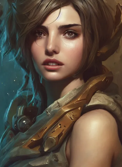 Image similar to ana de armas, from league of legends, hyper detailed, digital art, trending in artstation, cinematic lighting, studio quality, smooth render, fluorescent skin, unreal engine 5 rendered, octane rendered, art style by klimt and nixeu and ian sprigger and wlop and krenz cushart