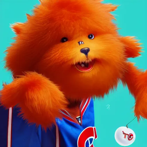 Image similar to anime Portrait of Youppi the Habs Montreal Canadiens Mascot as a very cute powerful and friendly pokemon in a Cheetos Ad, highly detailed anime, high evolution, 1990s, legendary, smooth, sharp focus, dynamic lighting, intricate, trending on ArtStation, cheetos pub, illustration pokemon, art by WLOP