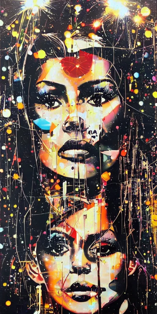 Image similar to beautiful woman being blinded by lights, 1 9 8 0's disco by sandra chevrier