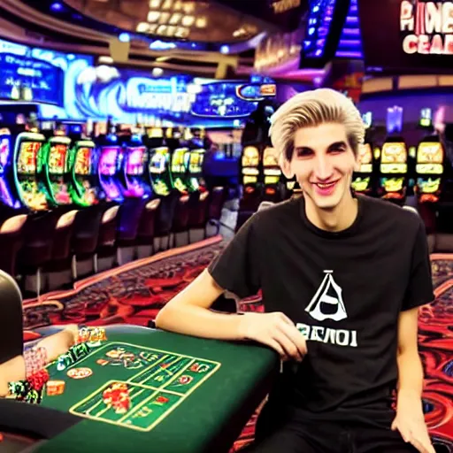 Image similar to handsome xqc gambling : : realistic : : 1 dslr : : 1 - - quality 2