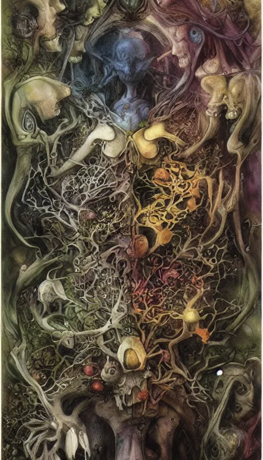 Image similar to life and death mixing together, by brian froud