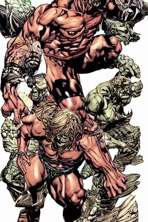 Image similar to character art by mike deodato, cj johnson, absolute chad